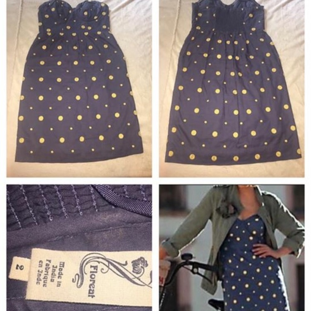 Floreat for Anthropologie Periwinkle Dot Dress
